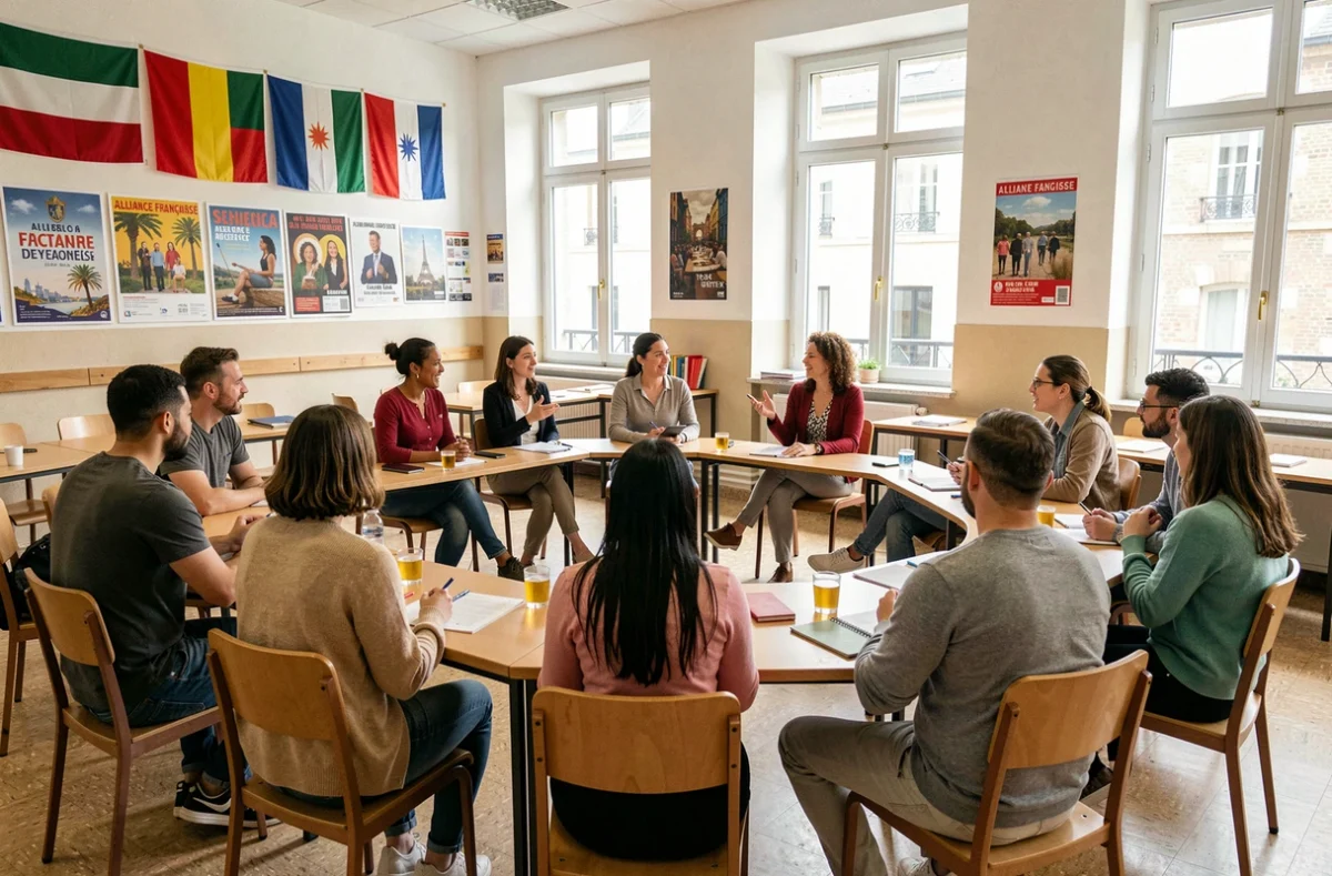 Cours d'anglais interculturel à l'Alliance Française de Bordeaux avec des apprenants internationaux