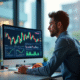 Analyste financier travaillant sur des graphiques colorés