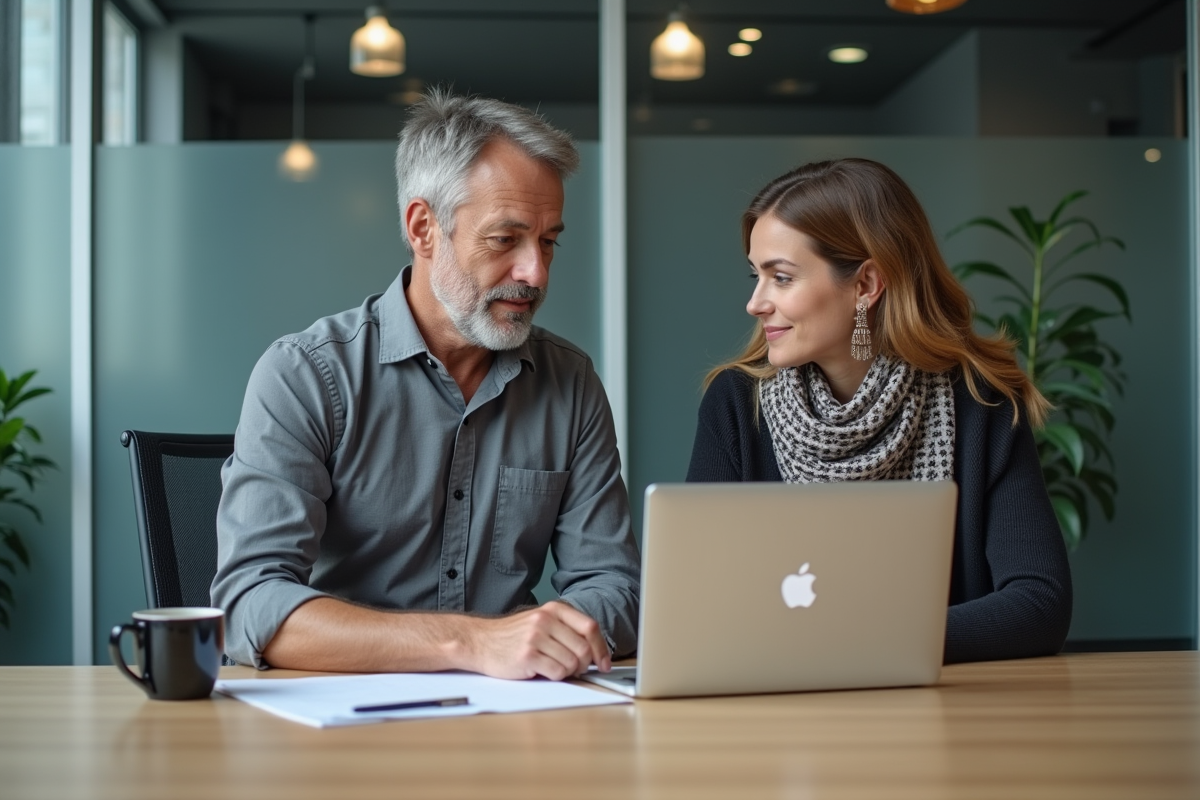 Deux collègues collaborant lors d