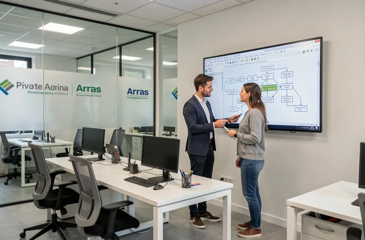 Des étudiants en ingénierie informatique collaborent sur un projet à l'EPSI Arras