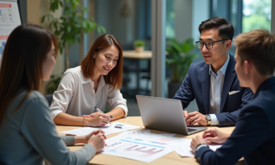 Groupe de professionnels marketing en réunion dans un bureau moderne