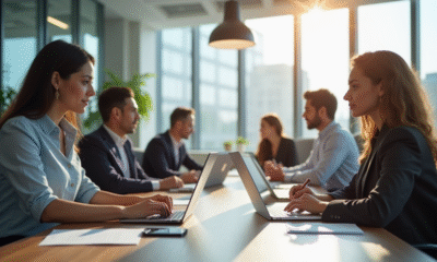 Espace de bureau moderne avec professionnels au travail