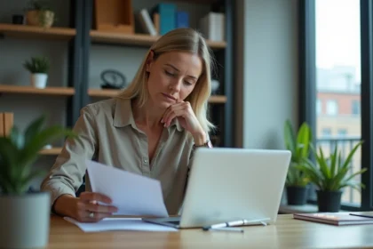 Femme d'affaires en réunion dans un bureau moderne