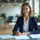Femme d'affaires en costume dans un bureau moderne