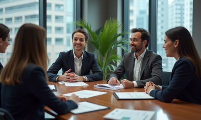 Groupe de professionnels en réunion dans un bureau moderne
