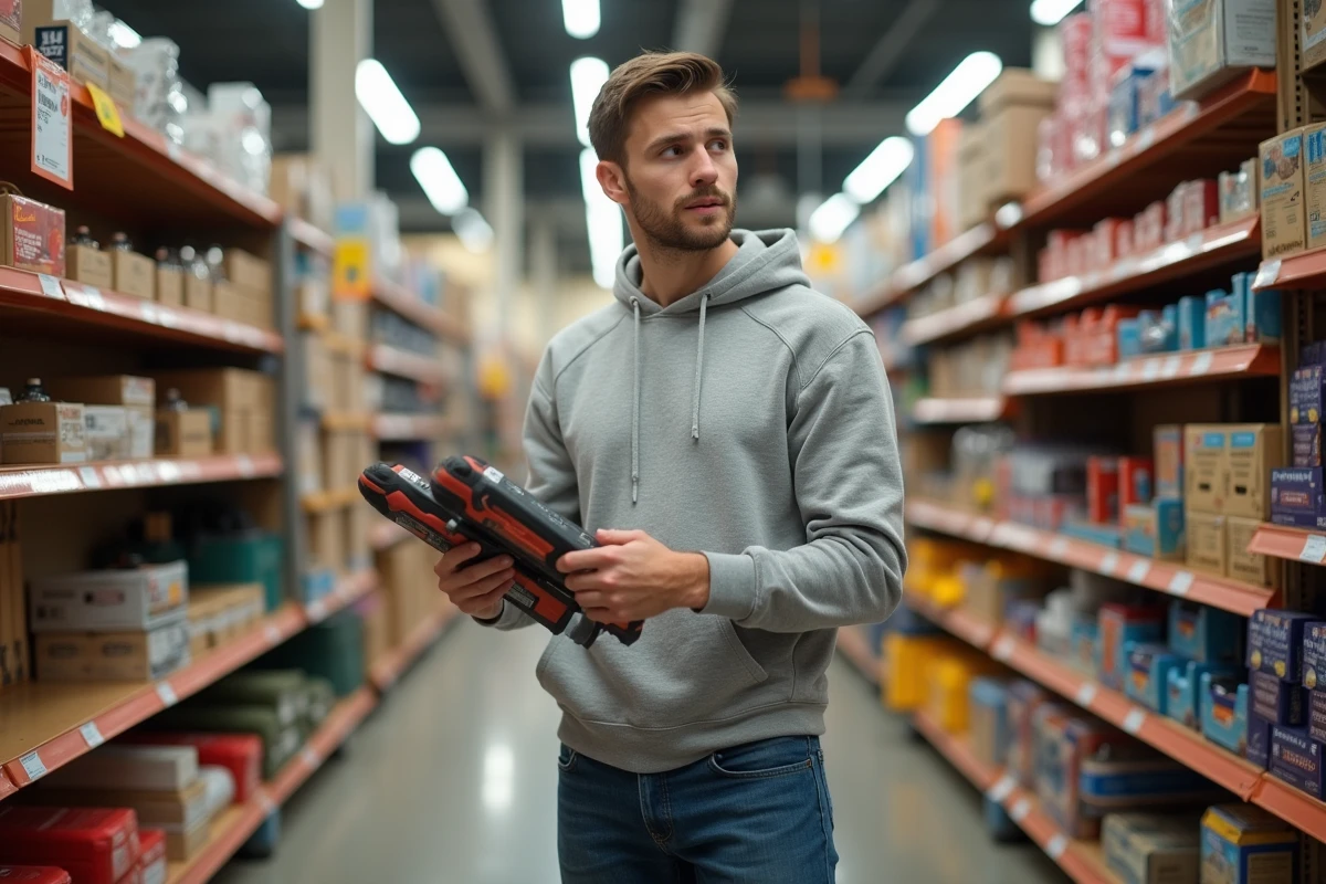 Jeune homme compare deux kits d