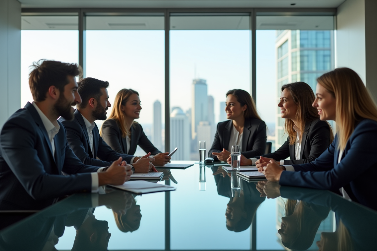 Réunion dans un bureau moderne avec jeunes professionnels